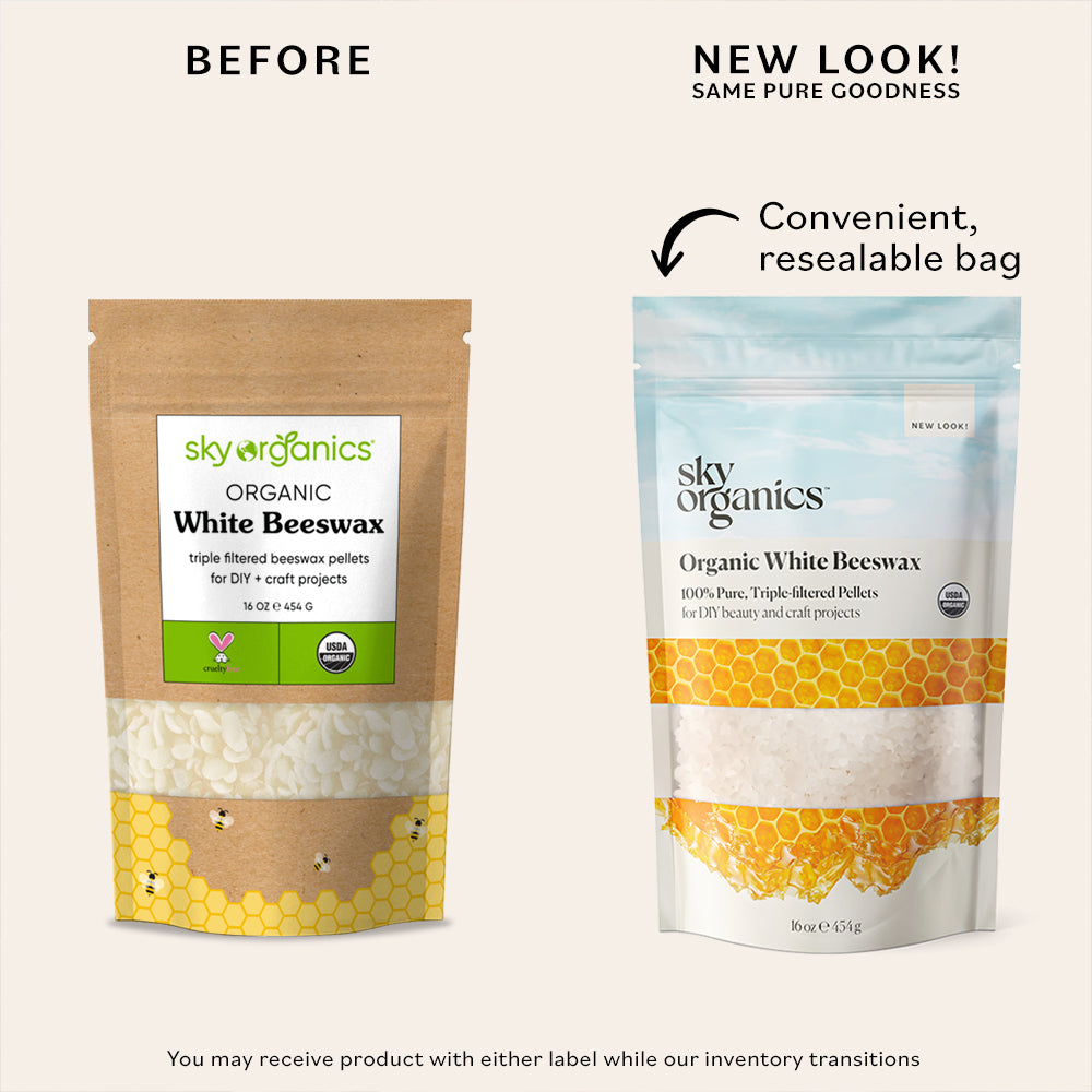 Organic White Beeswax Pellets (1lb) by Sky Organics 100% Pure USDA