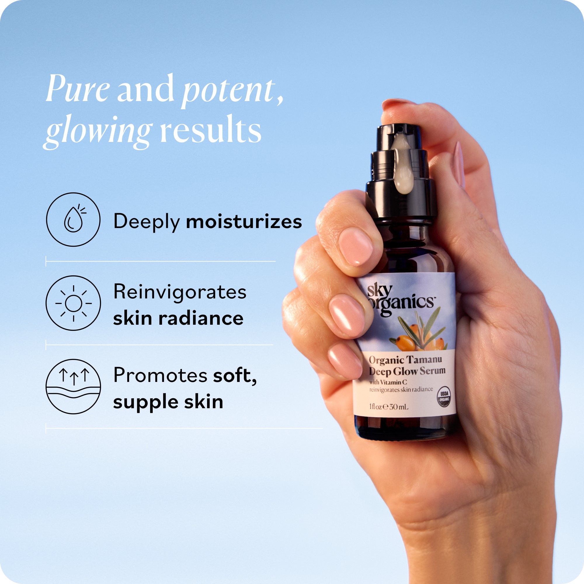 Organic Tamanu Deep Glow Serum – Sky Organics